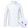 thumbnail image 1 of Men's Formal Dress Shirts Hidden Button Front French Cuffs Shirt Random Metal Cufflinks, 1 of 10