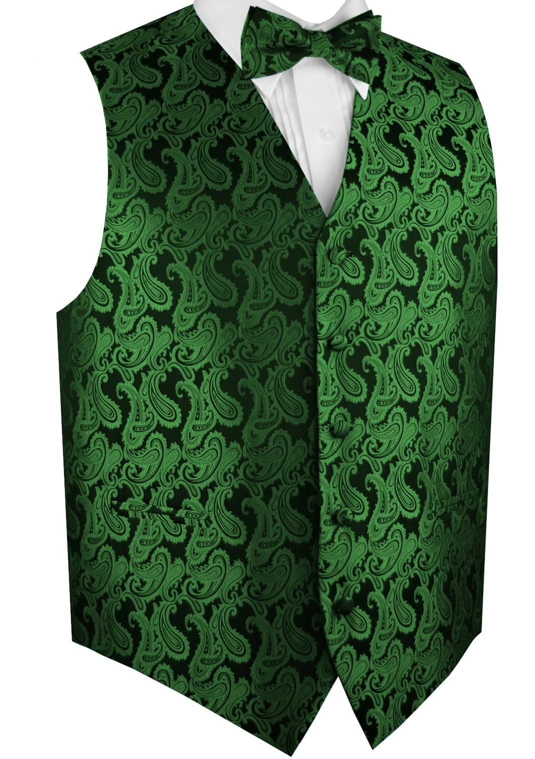 Men's Formal, Prom, Wedding, Tuxedo Vest, BowTie & Hankie Set in Green