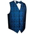 thumbnail image 1 of Best Tuxedo Men's Formal, Prom, Wedding, Homecoming, Cruise Tuxedo Vest, Bow-Tie & Hankie Set in Royal Blue Paisley - L, 1 of 4