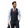 thumbnail image 1 of Men's Formal Slim Suit Vest V Neck Button Down Solid Waistcoat with Patch Pockets for Wedding Business M, 1 of 9