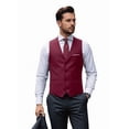 thumbnail image 1 of Men's Formal Slim Suit Vest V Neck Button Down Solid Waistcoat with Patch Pockets for Wedding Business 3XL, 1 of 8