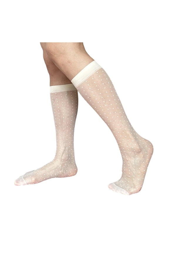 Men's Formal Socks with Unique Dots Pattern Thin Sheer Nylon Long Socks Formal Suit Stockings for Business Professionals