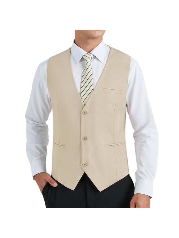 Vest for Men Formal Business Suit Vests Classic Solid Color Dress Waistcoat Wedding Suits Tuxedo