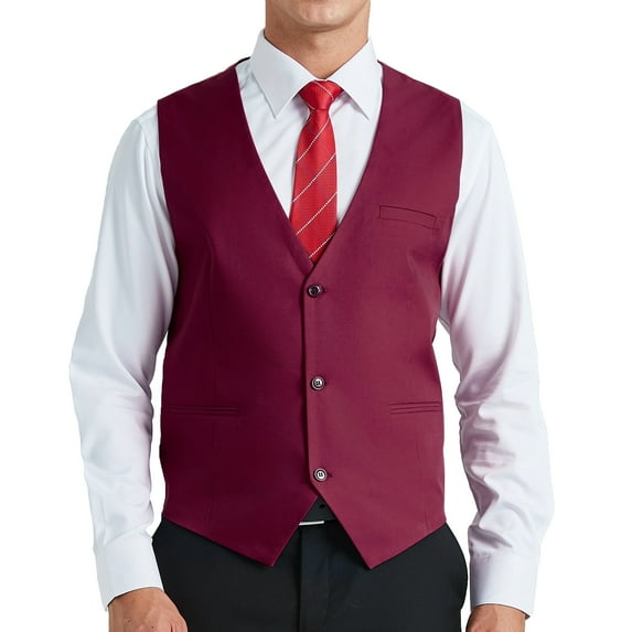 Men's Solid Color Suit Vest Formal Waistcoat Business Vests with 3 Pockets for Suits Wedding Tuxedo