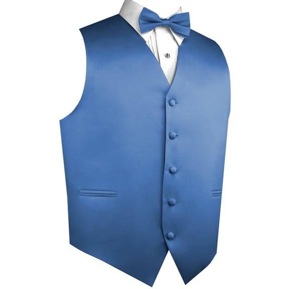 Best Tuxedo Men's Formal, Tuxedo, Wedding, Prom, Cruise Vest, Bow-Tie & Hankie Set in Cornflower - 3XL