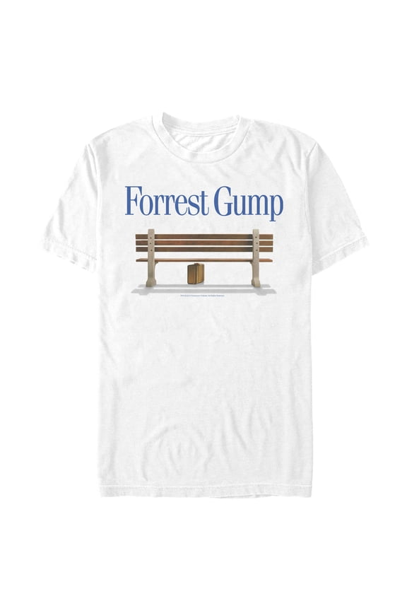 Men's Forrest Gump Iconic Bench  Graphic Tee White Medium
