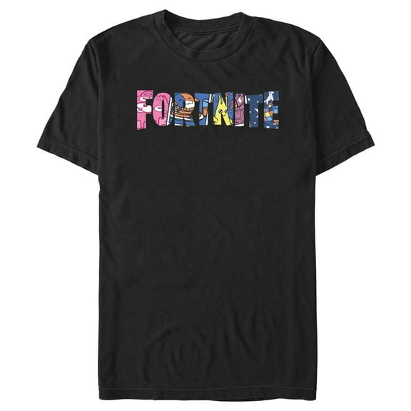 Men's Fortnite Classic Logo Character Fill Graphic Tee Black X Large
