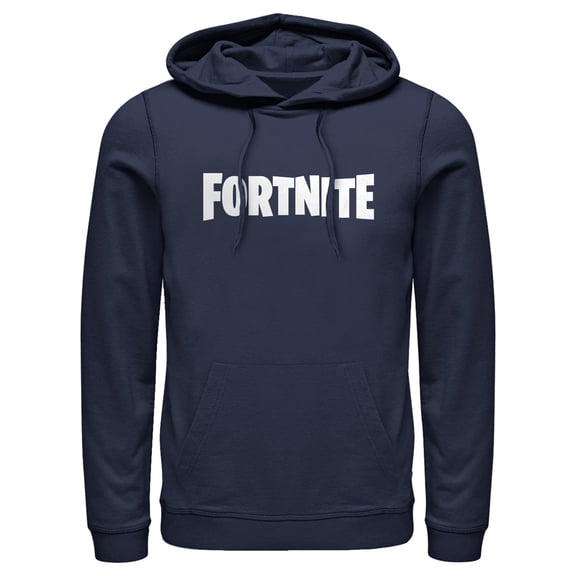 Men's Fortnite Classic White Logo Pull Over Hoodie Navy Blue 2X Large