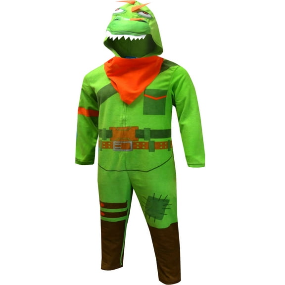 Men's Fortnite Costume Dino Rex Union Suit Onesie Pajama Sleeper, Men Rex, Size: Medium