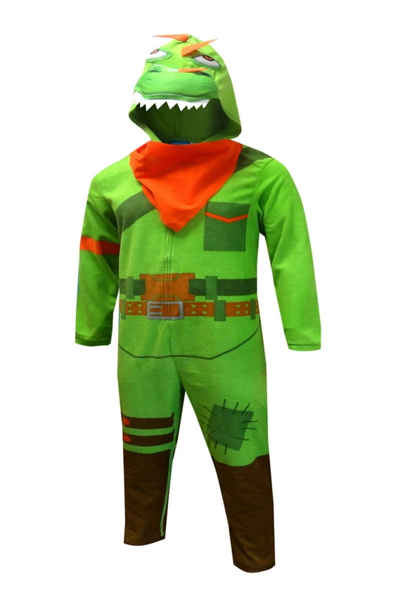Men's Fortnite Costume Dino Rex Union Suit Onesie Pajama Sleeper, Men Rex, Size: Medium