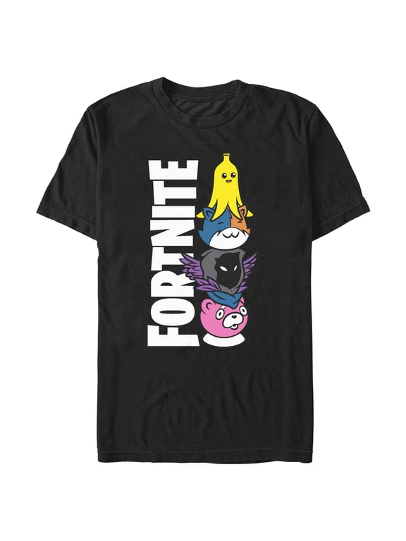 Men's Fortnite Cute Characters Logo Graphic Tee Black 3X Large