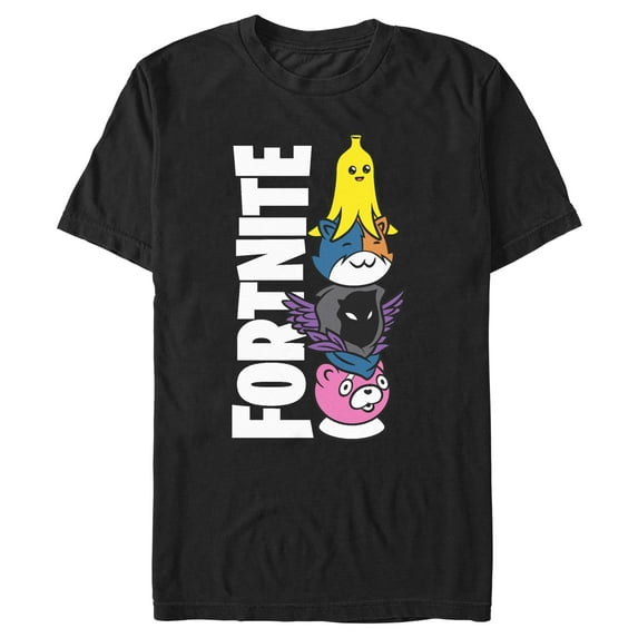 Men's Fortnite Cute Characters Logo Graphic Tee Black Large
