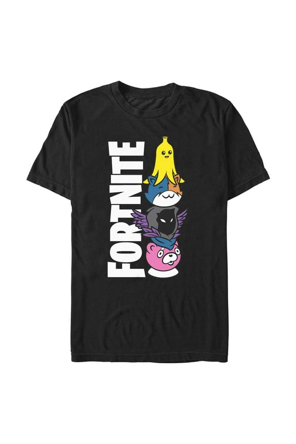 Men's Fortnite Cute Characters Logo Graphic Tee Black Medium