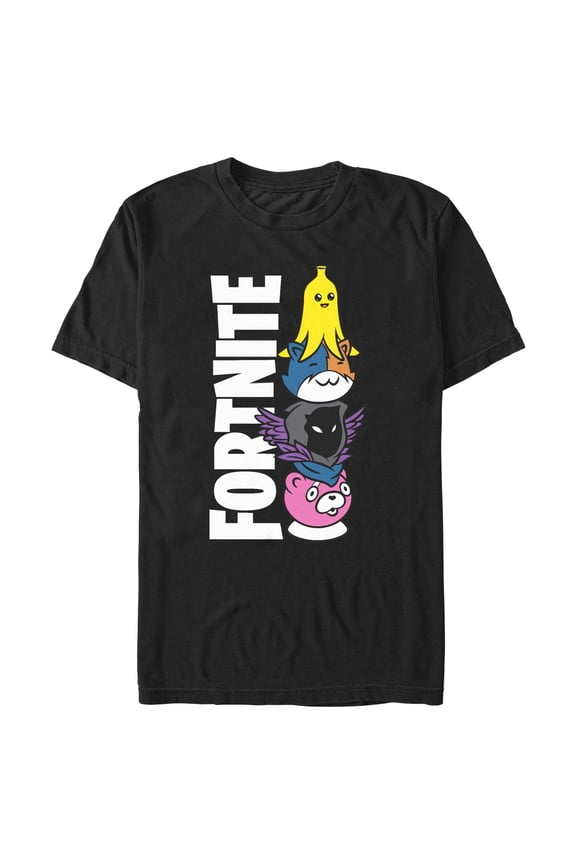 Men's Fortnite Cute Characters Logo Graphic Tee Black X Large