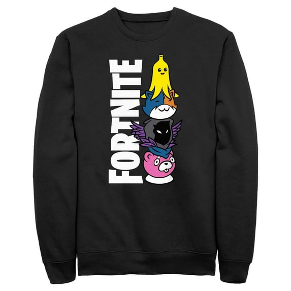 Men's Fortnite Cute Characters Logo Sweatshirt Black 3X Large