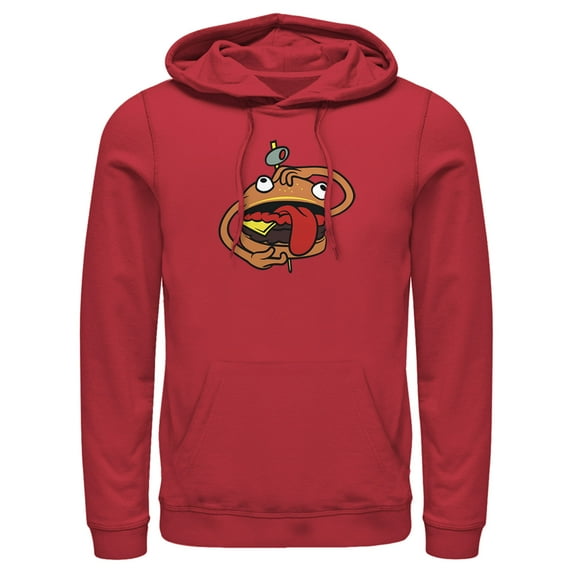 Men's Fortnite Durr Burger Pull Over Hoodie Red 2X Large