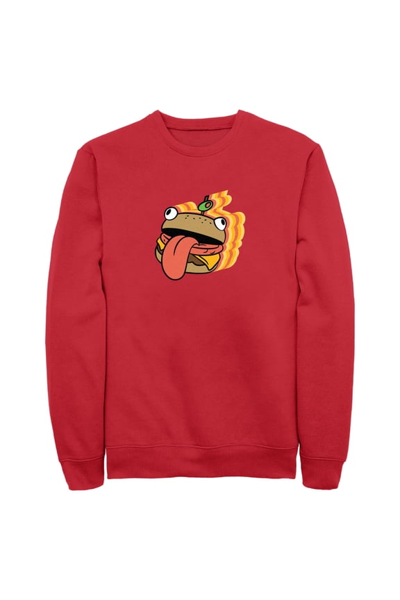 Men's Fortnite Durr Burger Sticker Sweatshirt Red 2X Large