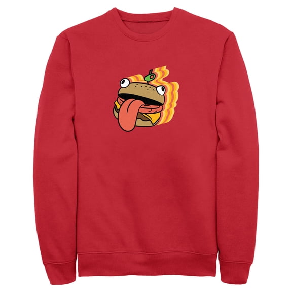 Men's Fortnite Durr Burger Sticker Sweatshirt Red X Large