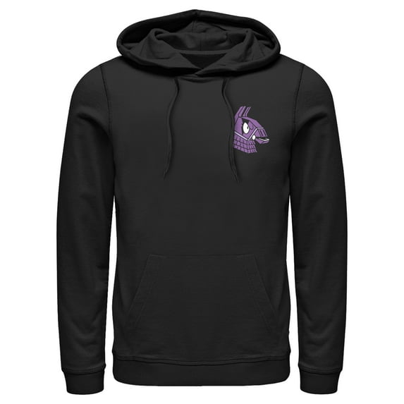 Men's Fortnite Llama Pinatas Pocket Logo Pull Over Hoodie Black Medium