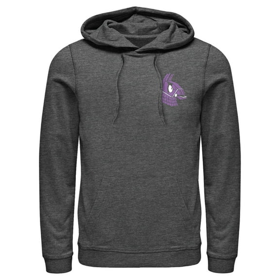 Men's Fortnite Llama Pinatas Pocket Logo Pull Over Hoodie Charcoal Heather 2X Large