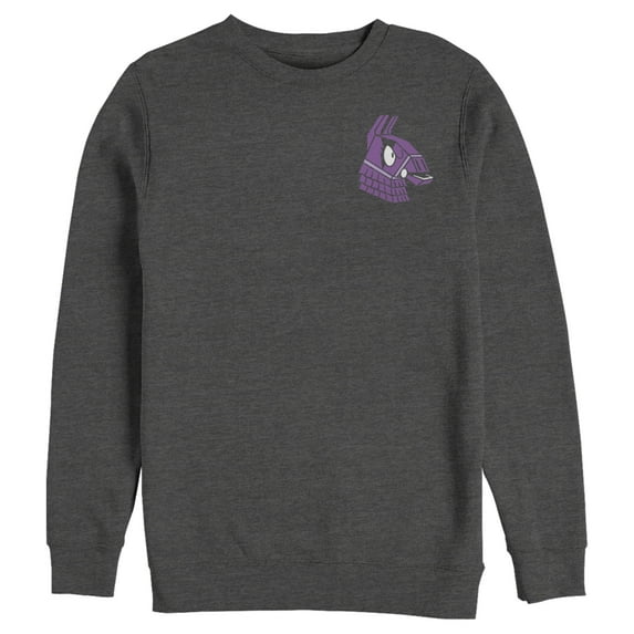 Men's Fortnite Llama Pinatas Pocket Logo Sweatshirt Charcoal Heather Large