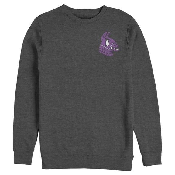 Men's Fortnite Llama Pinatas Pocket Logo  Sweatshirt Charcoal Heather Medium