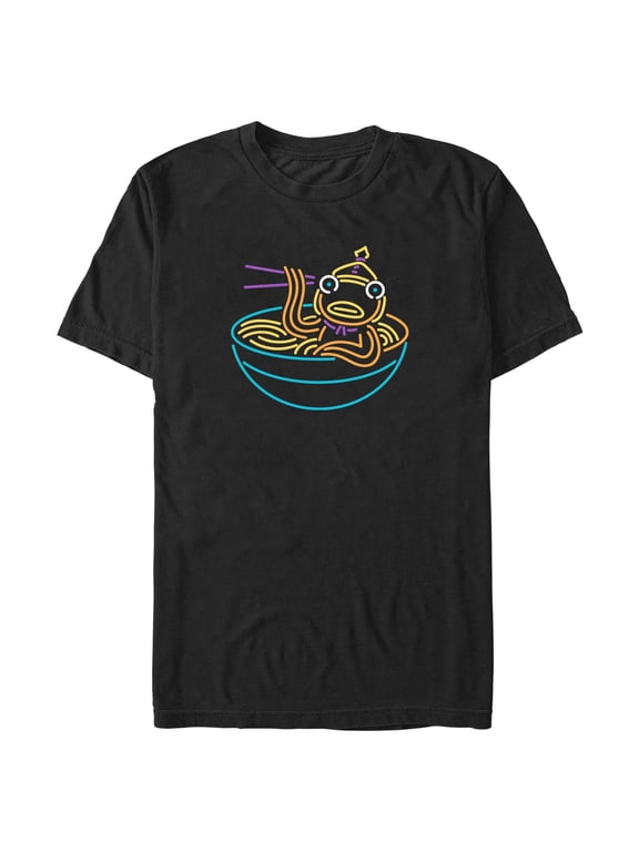 Men's Fortnite Neon Fishstick Ramen Graphic Tee Black 2X Large