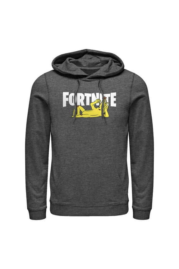 Men's Fortnite Peel Yourself Logo Pull Over Hoodie Charcoal Heather 2X Large