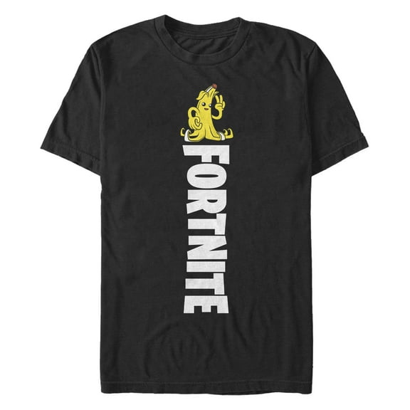 Men's Fortnite Peely Peace Sign Logo  Graphic Tee Black X Large
