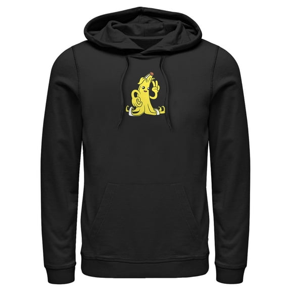 Men's Fortnite Peely Peace Sign Logo Pull Over Hoodie Black Medium