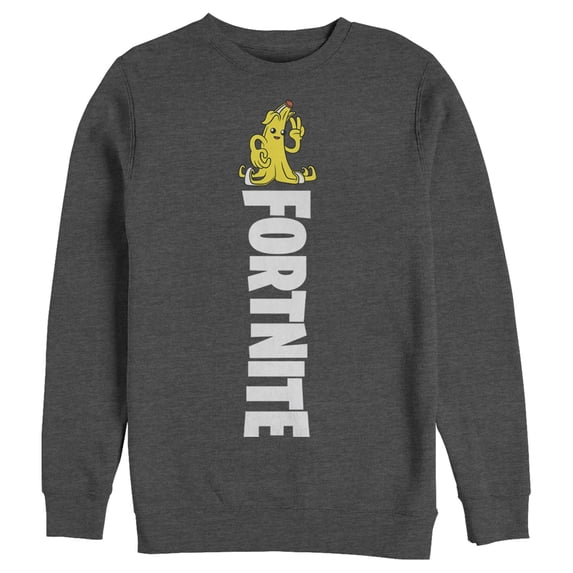 Men's Fortnite Peely Peace Sign Logo Sweatshirt Charcoal Heather 2X Large