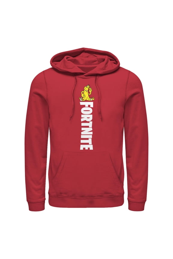 Men's Fortnite Peely Peace Sign Logo Pull Over Hoodie Red X Large
