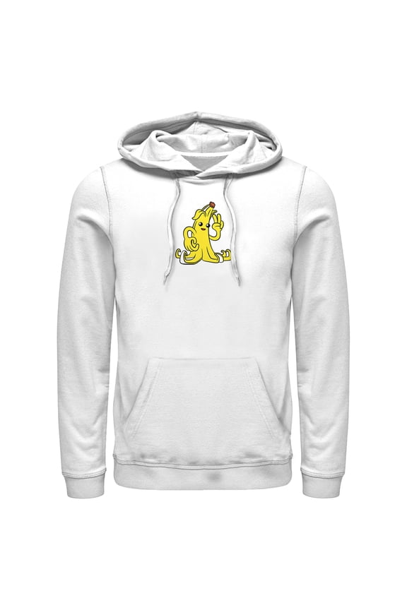 Men's Fortnite Peely Peace Sign Pull Over Hoodie White Small