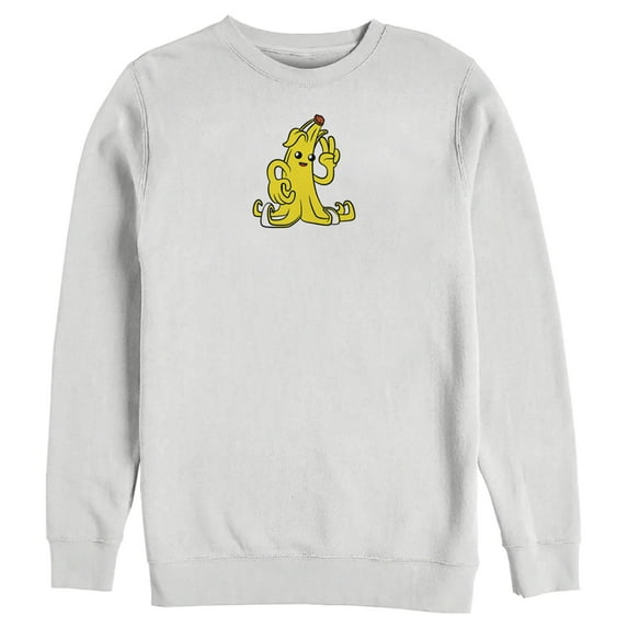 Men's Fortnite Peely Peace Sign Sweatshirt White Medium