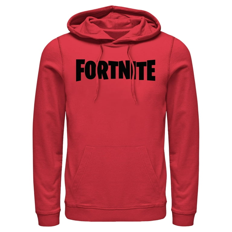 Men's Fortnite Simple Black Logo Pull Over Hoodie Red X Large