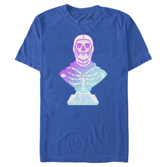Men's Fortnite Skull Trooper All Hail Glow Graphic Tee Royal Blue Medium