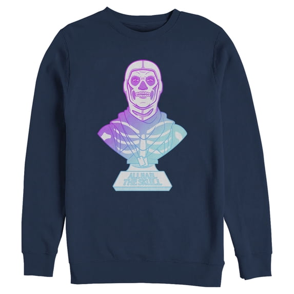 Men's Fortnite Skull Trooper All Hail Glow Sweatshirt Navy Blue Medium
