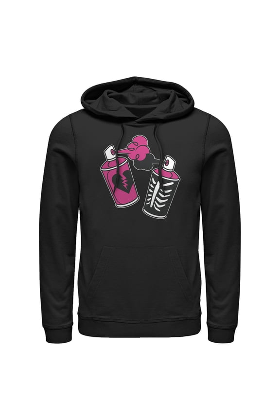 Men's Fortnite Spray Can Graffiti Pull Over Hoodie Black Large