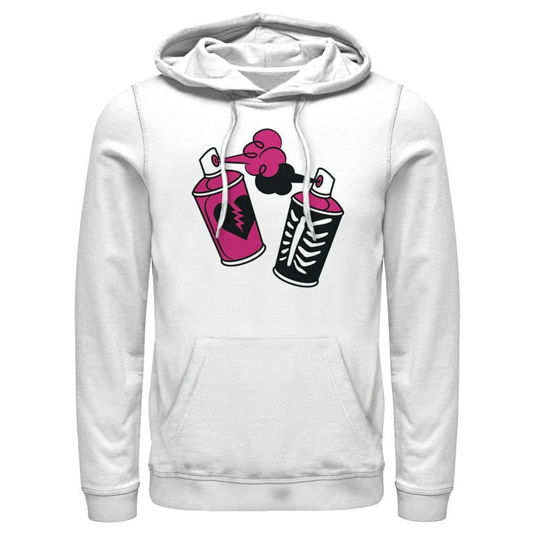 Men s Fortnite Spray Can Graffiti Pull Over Hoodie White Large
