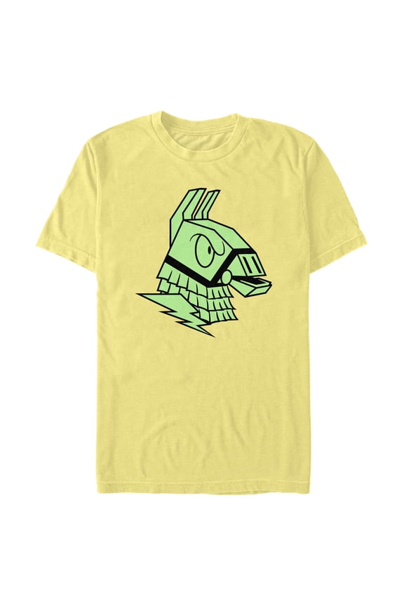 Men's Fortnite Supply Llama Green Glow Graphic Tee Banana Large