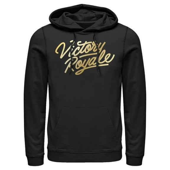 Men's Fortnite Victory Royale Gold Script Pull Over Hoodie Black Medium