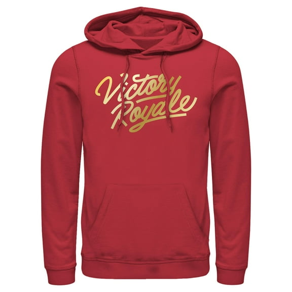 Men's Fortnite Victory Royale Gold Script Pull Over Hoodie Red X Large