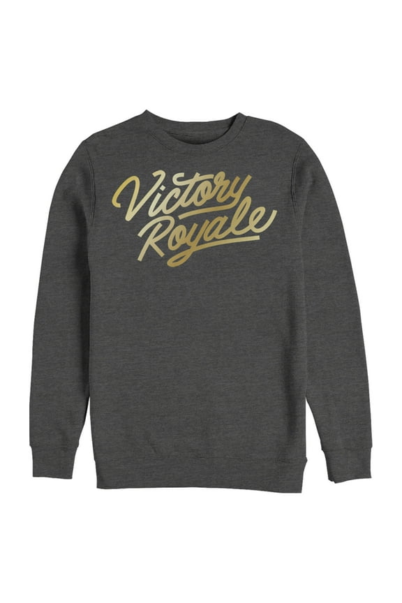 Men's Fortnite Victory Royale Gold Script Sweatshirt Charcoal Heather Medium