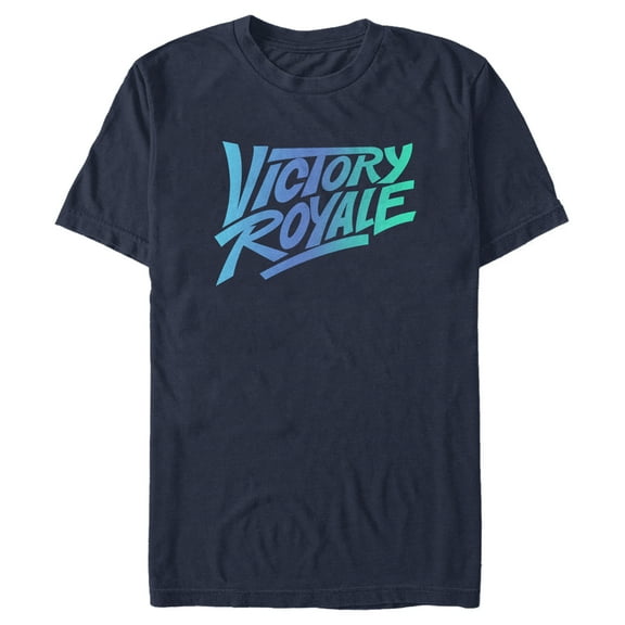 Men's Fortnite Victory Royale Gradient Logo Graphic Tee Navy Blue Large