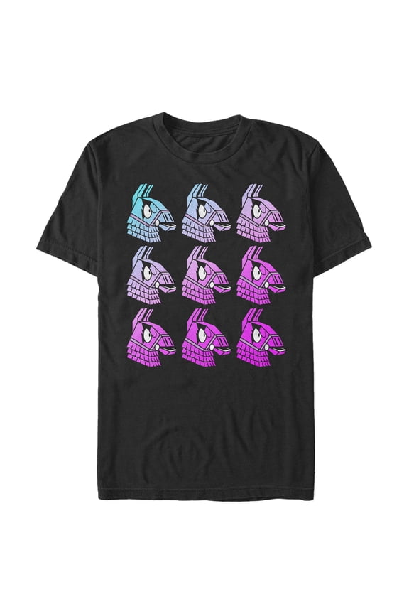 Men's Fortnite Victory Royale Llama Pattern Graphic Tee Black 2X Large