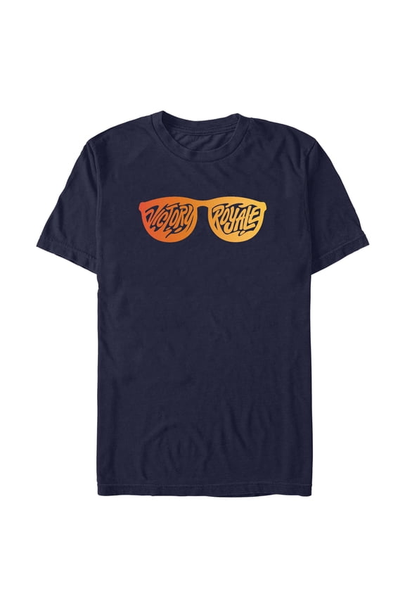 Men's Fortnite Victory Royale Orange Shades  Graphic Tee Navy Blue Large