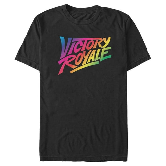 Men's Fortnite Victory Royale Rainbow Logo Graphic Tee Black Small