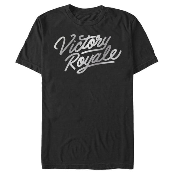 Men's Fortnite Victory Royale Silver Script Logo  Graphic Tee Black 2X Large