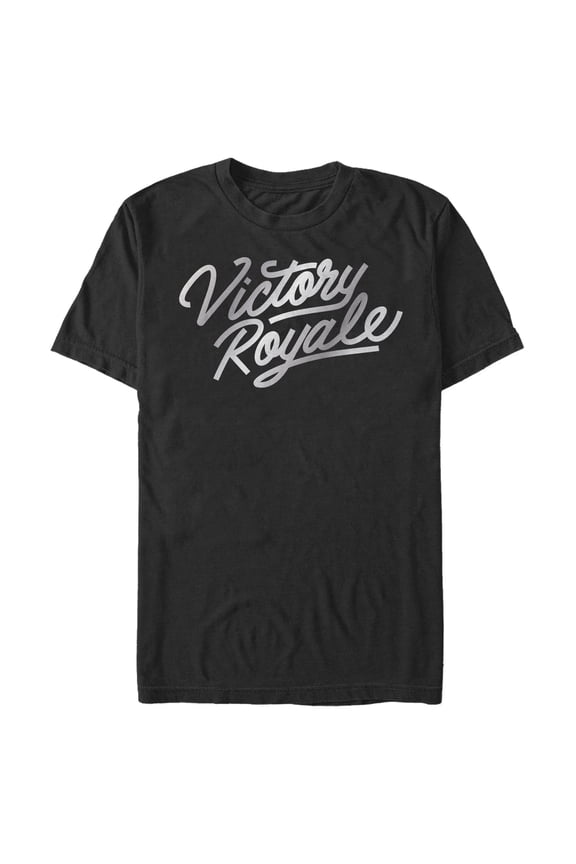 Men's Fortnite Victory Royale Silver Script Logo Graphic Tee Black X Large