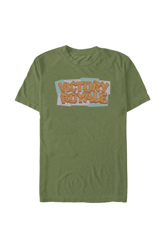 Men's Fortnite Victory Royale Wooden Logo Graphic Tee Military Green Medium